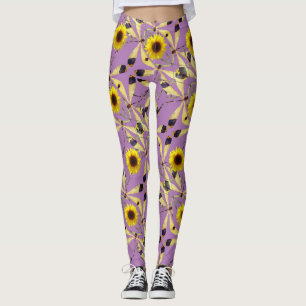 Lavendel Abstrakt Sonnenblume Dragenfly Leggings