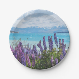 Lavendel am Seeufer Pappteller