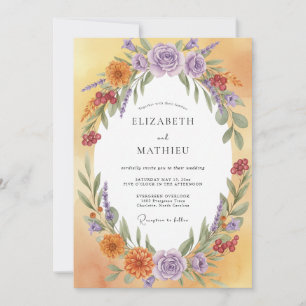 Lavendel-Ambra-Girlande-Hochzeit Einladung