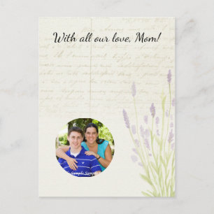 Lavendel-Anbau Vintage-Handschrift Muttertag  Postkarte