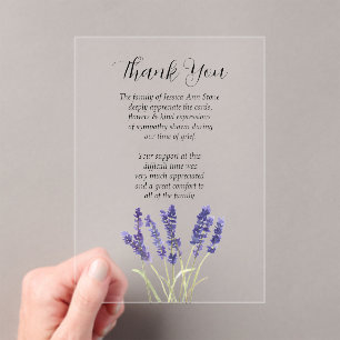 Lavendel Anteilnahme Blumen Beerdigung Danke  Acryleinladungen