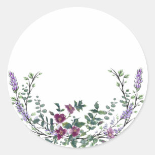Lavendel Antike Rote Rose und Eukalyptus Runder Aufkleber