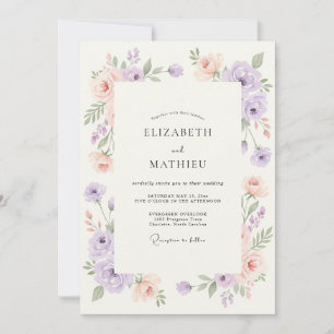 Lavendel-Aprikosen-Wildblumen-Hochzeit Einladung