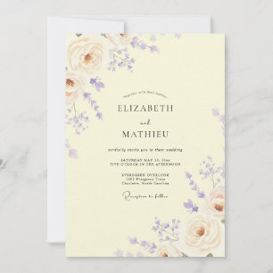 Lavendel-Aprikosen-Zweig-Eukalyptus-Hochzeit Einladung