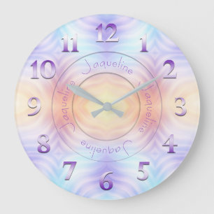 Lavendel-aquamarines gelb-orangees geometrisches große wanduhr