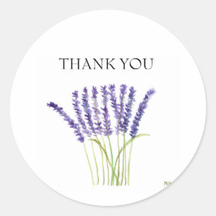 Lavendel Aquarell Blume Kräuter rustikal lila Runder Aufkleber