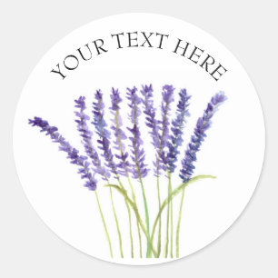 Lavendel Aquarell Blume Kräuter rustikale lila cl Runder Aufkleber