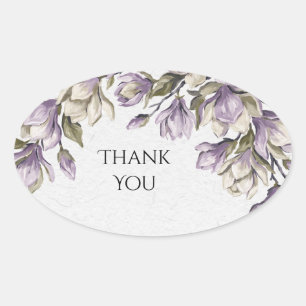 Lavendel-Aquarell-Blumen-Hochzeit-Dankeschön Ovaler Aufkleber