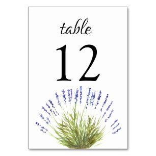 Lavendel-Aquarell-Blumen-Lila-Blüten-Hochzeit Tischnummer