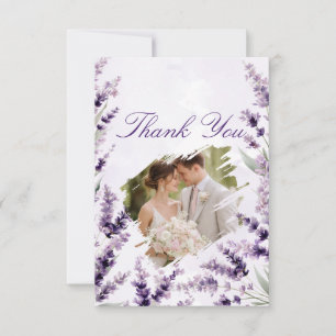 Lavendel-Aquarell-Foto-Hochzeit-Dankeschön Dankeskarte