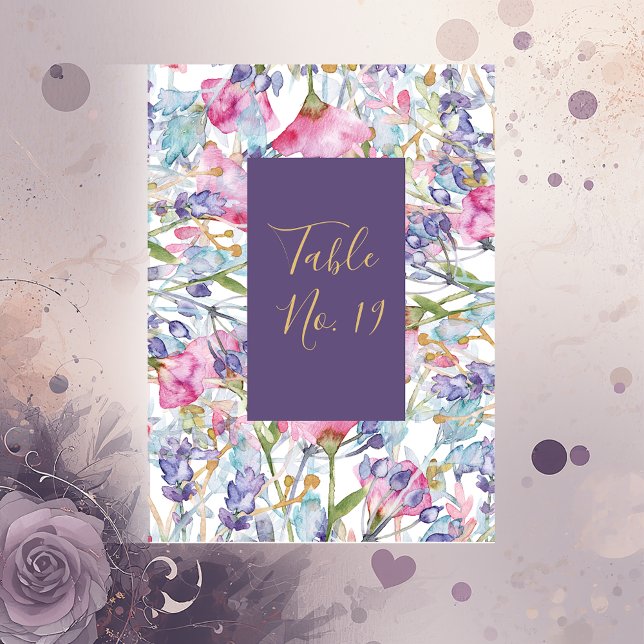 Lavendel Aquarell Wildblume Grünpflanzen Tischnummer (Von Creator hochgeladen)