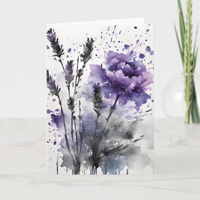 Lavendel - Aquarellblumen Karte (Vorderseite)