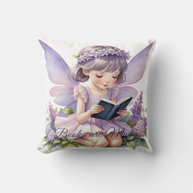 Lavendel Aquarellbücher sind magisch Kissen (Vorderseite)