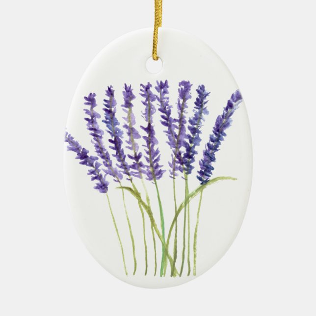 Lavendel Aquarellmalerei, violette Blumen Keramikornament (Vorne)