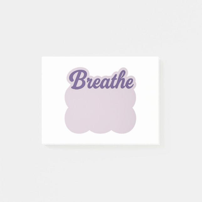 Lavendel-„Atme“-Wolken-Notizzettel Post-it Klebezettel (Vorderseite)