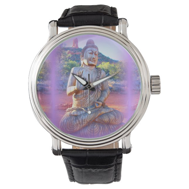 Lavendel-aura-Buddha Armbanduhr (Vorderseite)