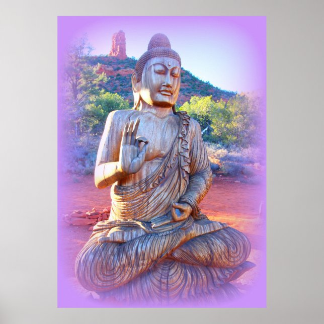 Lavendel-aura-Buddha Poster (Vorne)