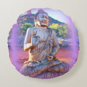 Lavendel-aura-Buddha Rundes Kissen