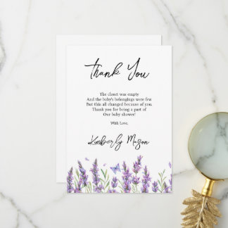 Lavendel | Baby in Bloom Babyparty Dankeskarte