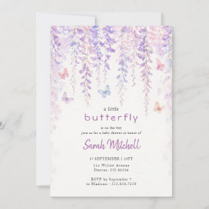 Lavendel Baby Shower Ein Kleiner Schmetterling Einladung