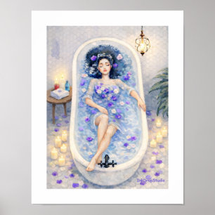 Lavendel-Bad Serenität – Florale Spa-Wasserfarbe Poster