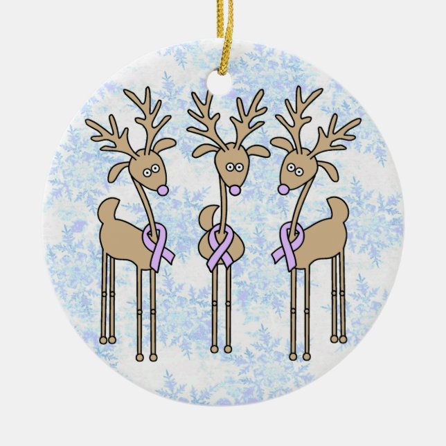 Lavendel-Band-Ren - General Cancer Keramik Ornament (Vorne)