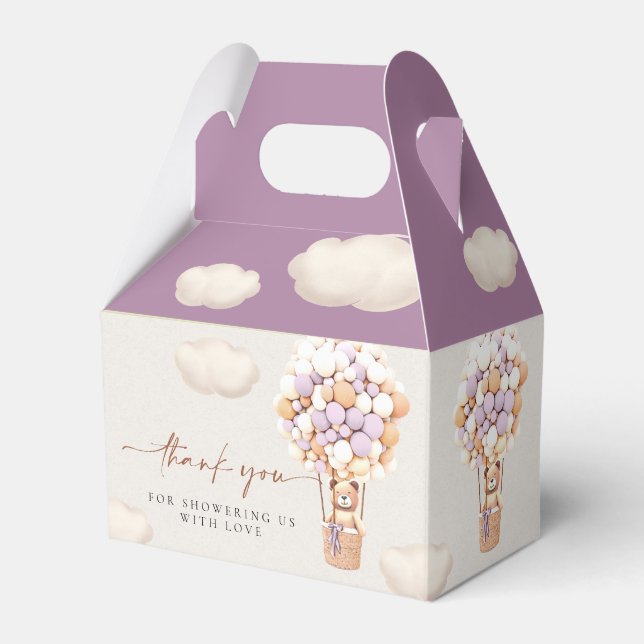 Lavendel Bear Balloons Gefallen Box Geschenkschachtel (Vorderseite)