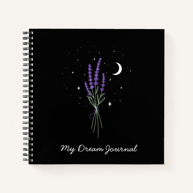 Lavendel bei Nacht individuell anpassbar Notizbuch (Vorderseite)