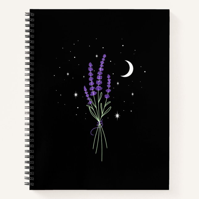 Lavendel bei Night Notebook Notizbuch (Vorderseite)