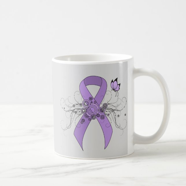 Lavendel-Bewusstseinsband mit Schmetterling Kaffeetasse (Rechts)