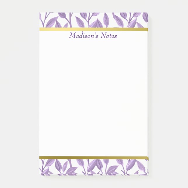 Lavendel-Blätter| Personalisiert Post-it Klebezettel (Vorderseite)