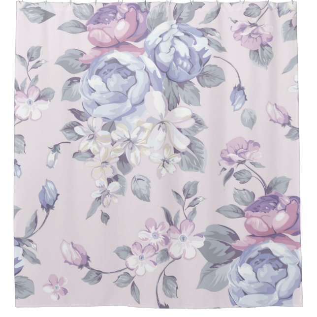 Lavendel, blau, Rose, Land, schäbig, chisch, vikto Duschvorhang (Vorderseite)