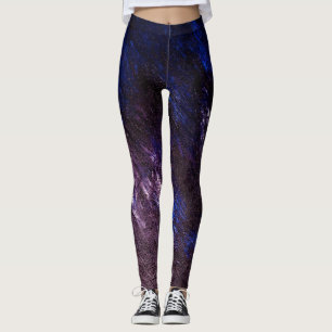 Lavendel-blaue und schwarze abstrakte leggings