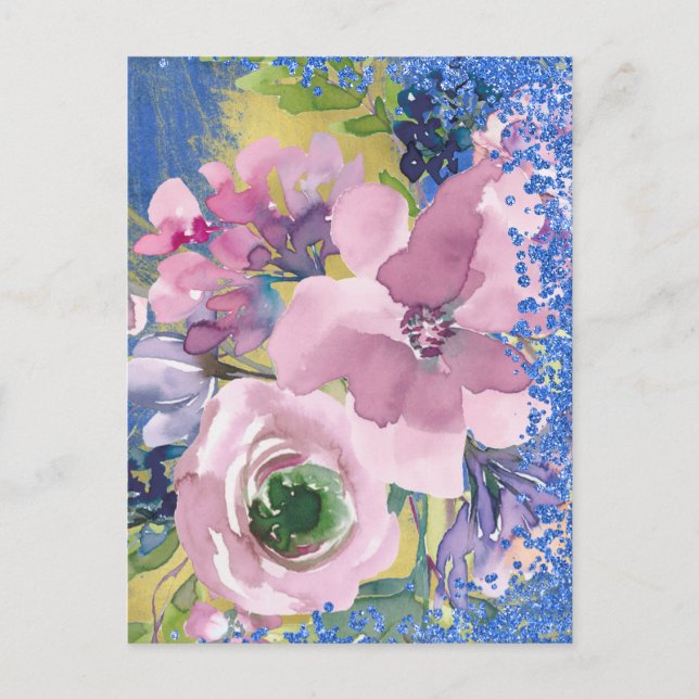 Lavendel Blues Watercolor Floral Save the Date Postkarte (Vorderseite)