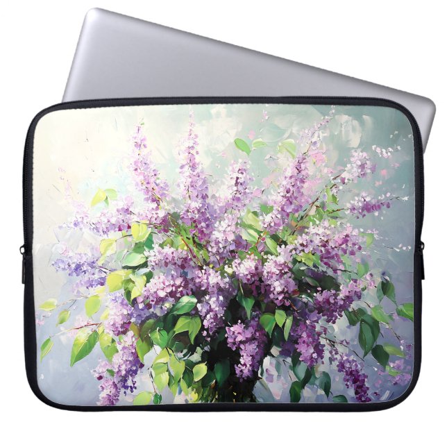 Lavendel blühender Fliederstrauß Laptopschutzhülle (Vorderseite)