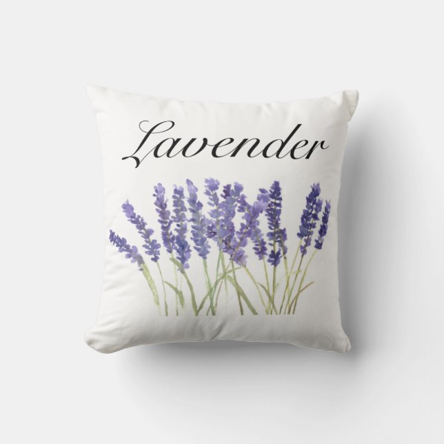 Lavendel Blume Aquarellkräuter lila Chic Kissen (Vorderseite)