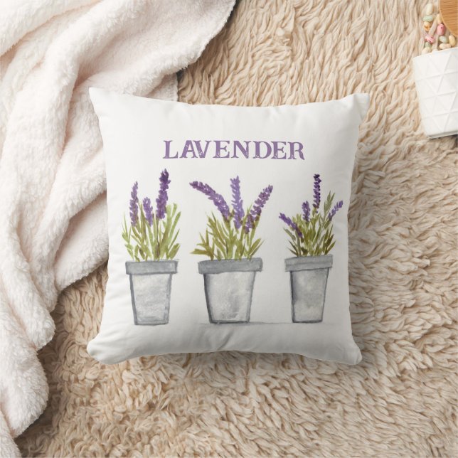Lavendel Blume Aquarellkräuter lila Kissen (Decke)