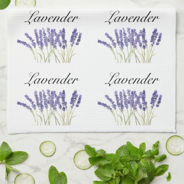 Lavendel Blume Aquarellkräuter lila schick Geschirrtuch (Gefaltet)