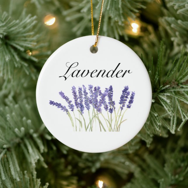 Lavendel Blume Aquarellkräuter lila schick Keramik Ornament (Baum)