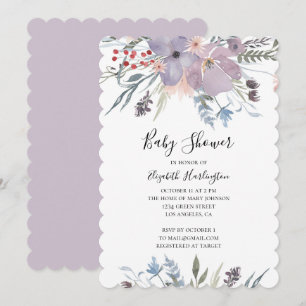 Lavendel Blume Babydusche. Sommer lila blumenreich Einladung