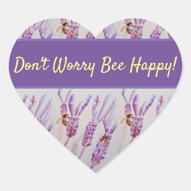 Lavendel Blume Bee Happy Lila nicht beunruhigen Herz-Aufkleber (Vorderseite)