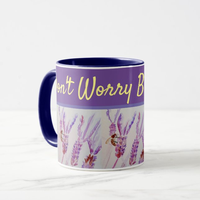 Lavendel Blume Bee Happy Lila Tasse nicht beunruhi (Vorderseite Links)