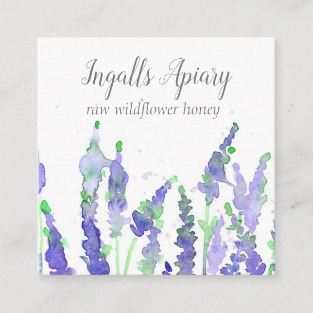 Lavendel Blume Bienen Wildblume Honig Quadratische Visitenkarte (Vorderseite)