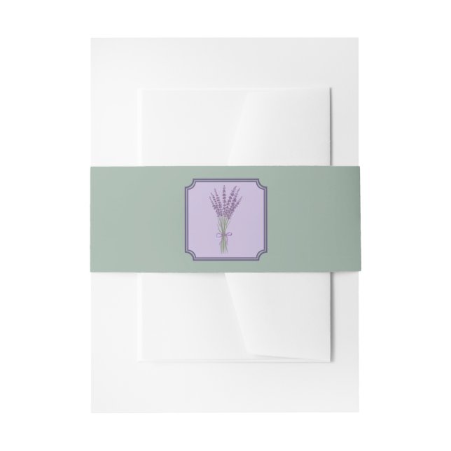 Lavendel-Blume buquet Eukalyptus Green Wedding Einladungsbanderole (Vorderseite Beispiel)