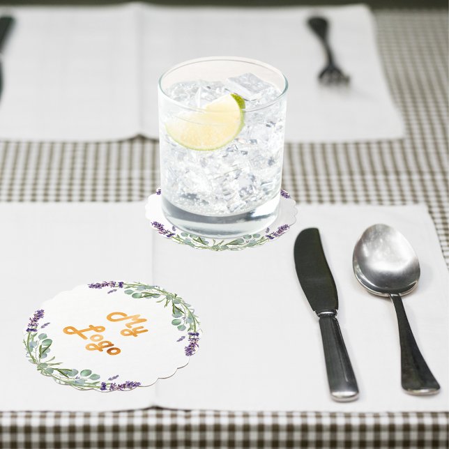 Lavendel Blume Eukalyptus Grüne Firmenlogo Untersetzer (Von Creator hochgeladen)