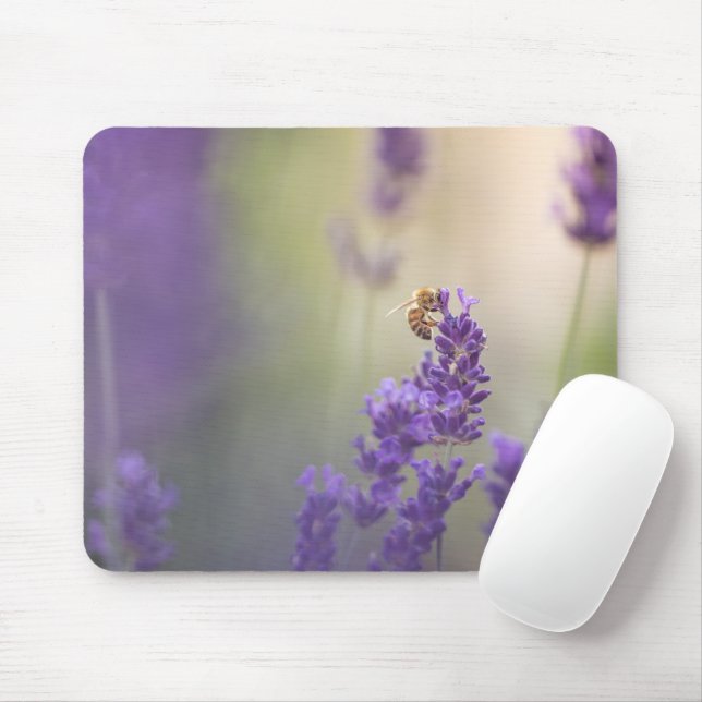 Lavendel Blume Honeybee Nature Foto Mousepad (Mit Mouse)