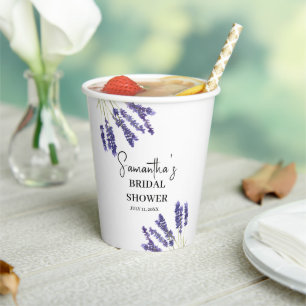 Lavendel Blume Lila Aquarellfarben-Brautparty Pappbecher