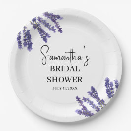 Lavendel Blume Lila Aquarellfarben-Brautparty Pappteller