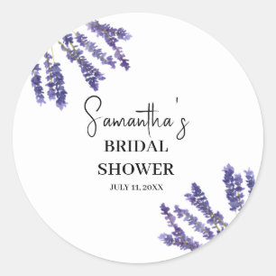 Lavendel Blume Lila Aquarellfarben-Brautparty Runder Aufkleber