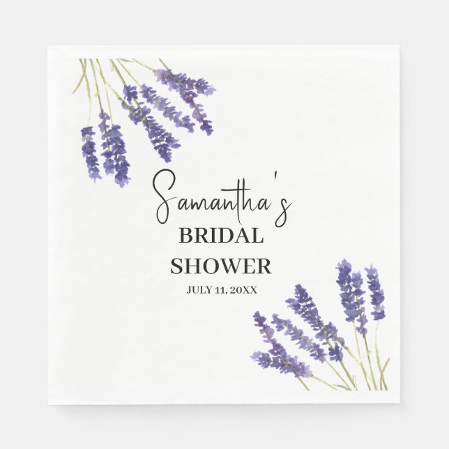 Lavendel Blume Lila Aquarellfarben-Brautparty Serviette (Vorderseite)
